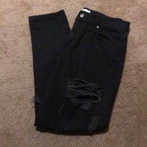 Black Distressed High Waisted Mom Jeans